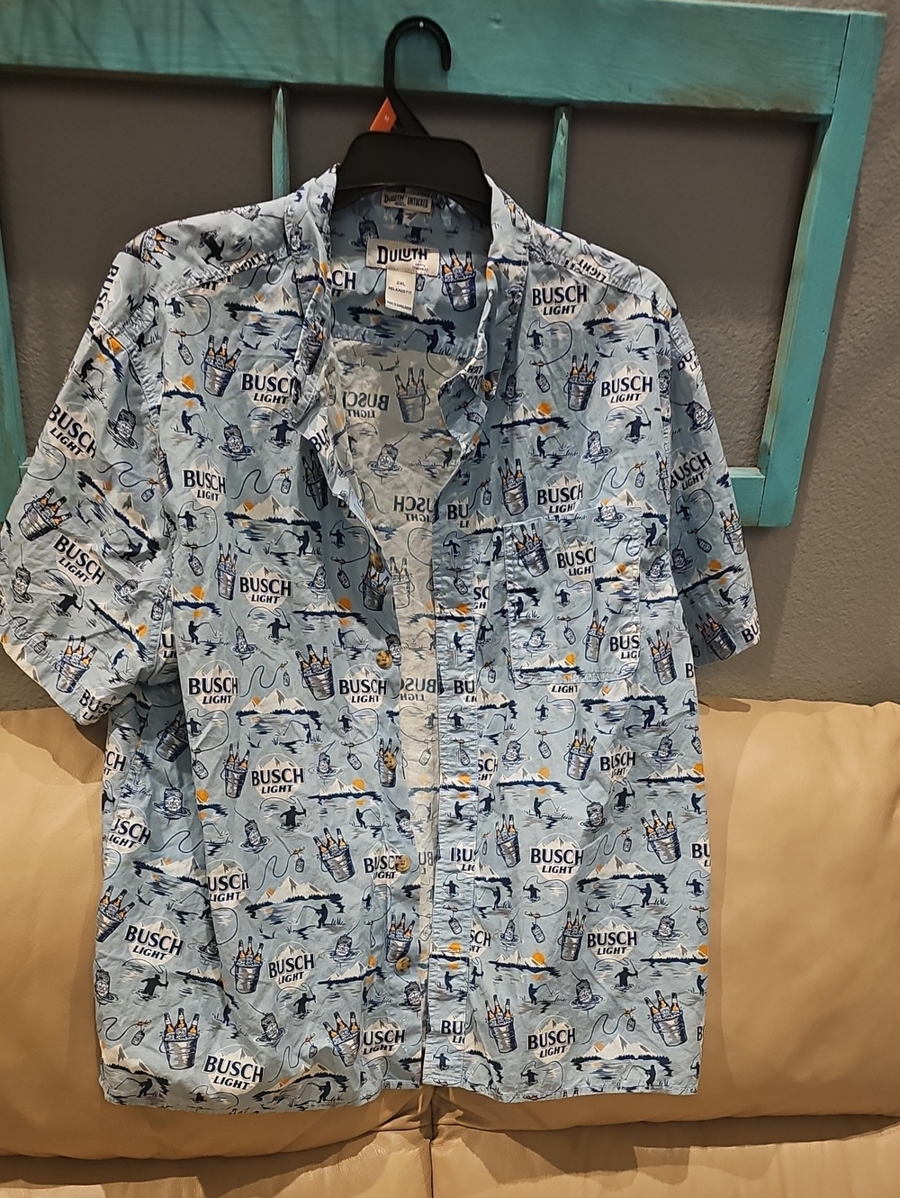 DELUTH Men’s Short Sleeve Button-Up Shirt - Light Blue